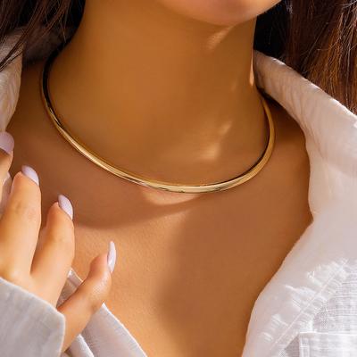 Punk Metal Torques für Damen Gotisch Gold Silber Farbe Glatte Kette Halsband Mode Choker Halskette Retro Persönlichkeit Schmuck
