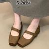 Sheepskin Version Mary Jane Shoes Children's Inner Height Increase Women's Shoes New One-pedal Soft-soled Pig Nose Single Shoes