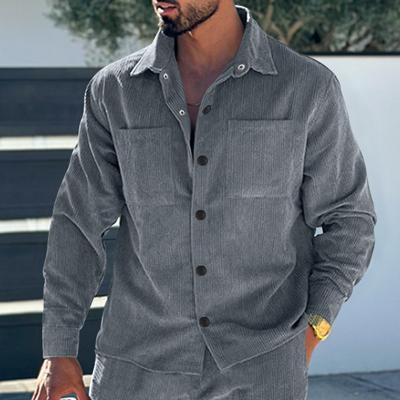 Men's Shirt with Multiple Pockets Slim Fit Cardigan Corduroy Casual Men's Jacket Trendy Top