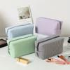 1Pc Seersucker Cosmetic Bag Hand-held Large Capacity Wash Bag Embroidered Stripes Travel Cosmetic Storage Bag for Outdoor Travel Home Storage