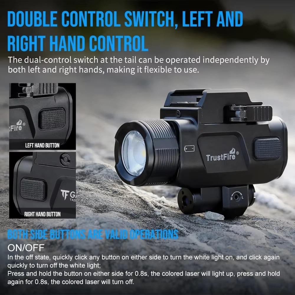 Trustfire Pistol LED Flashlight 1050Lumen 2 In 1 Quick Release Rechargeable Tactical Torch for Glock Outdoor Hunting Camping