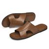 Fashion Men's Leather Slippers Soft Sole Comfortable House Slides Indoor Outdoor Moccasin Slippers for Men Walking Shoes Anti-Slip Flats