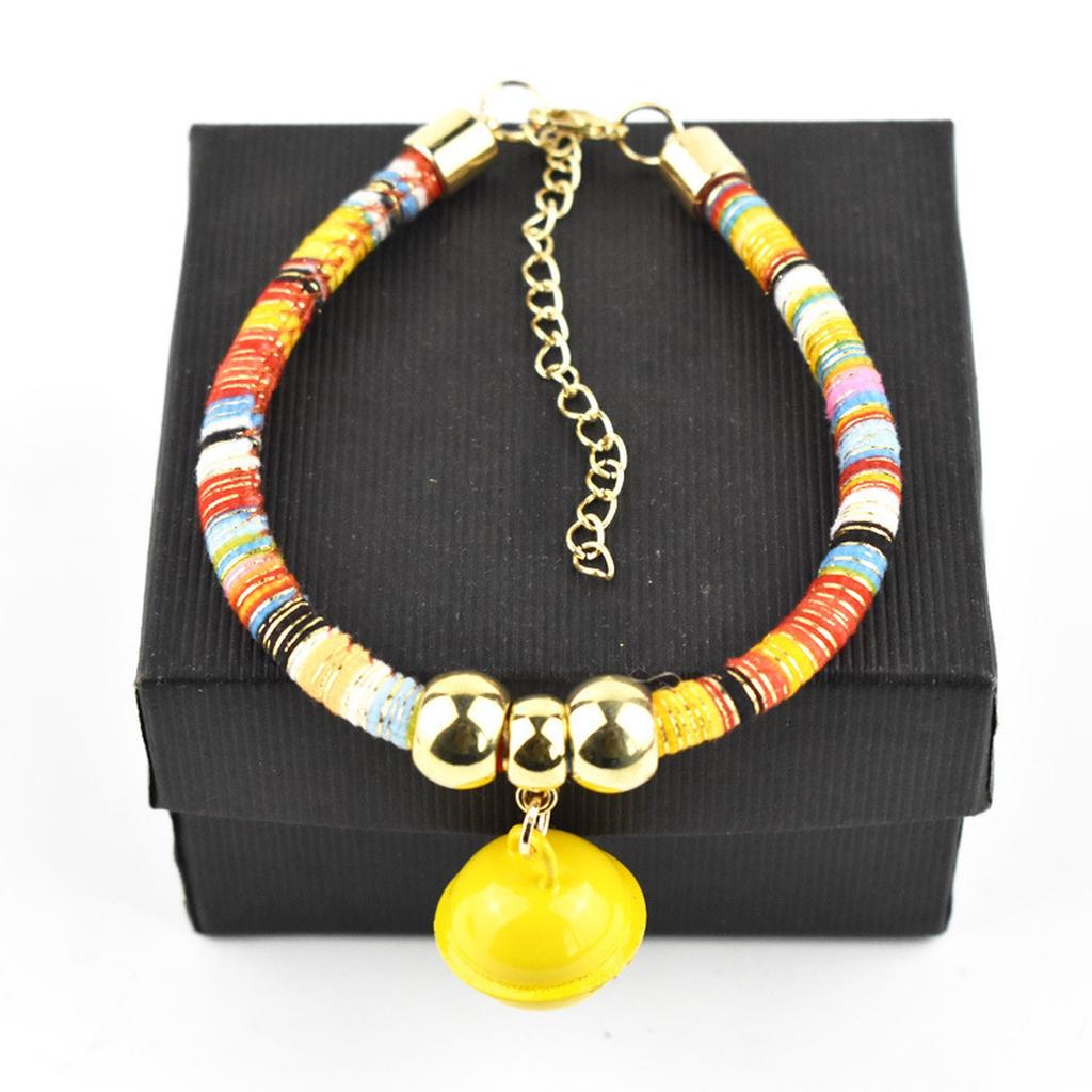 Collar with Bell is Bohem, Beads for Girls and Boys Cats,Small Breed Dogs Cord Accessory with Charm tip