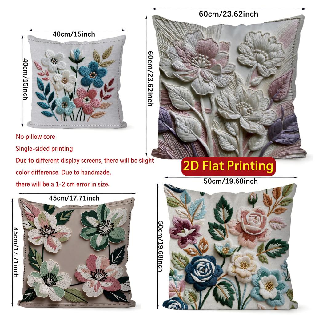 2D Blumengesticktes Muster Dekorative Kissenbezüge Muster Kissenbezug Geeignet für Sofa Schlafzimmer Auto Kissenbezug