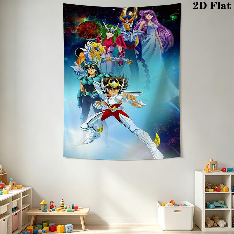 Saint Seiya Legend Sanctuary Tapestry Fashion Print Wallmounted Soft Background Cloth Work Of Art