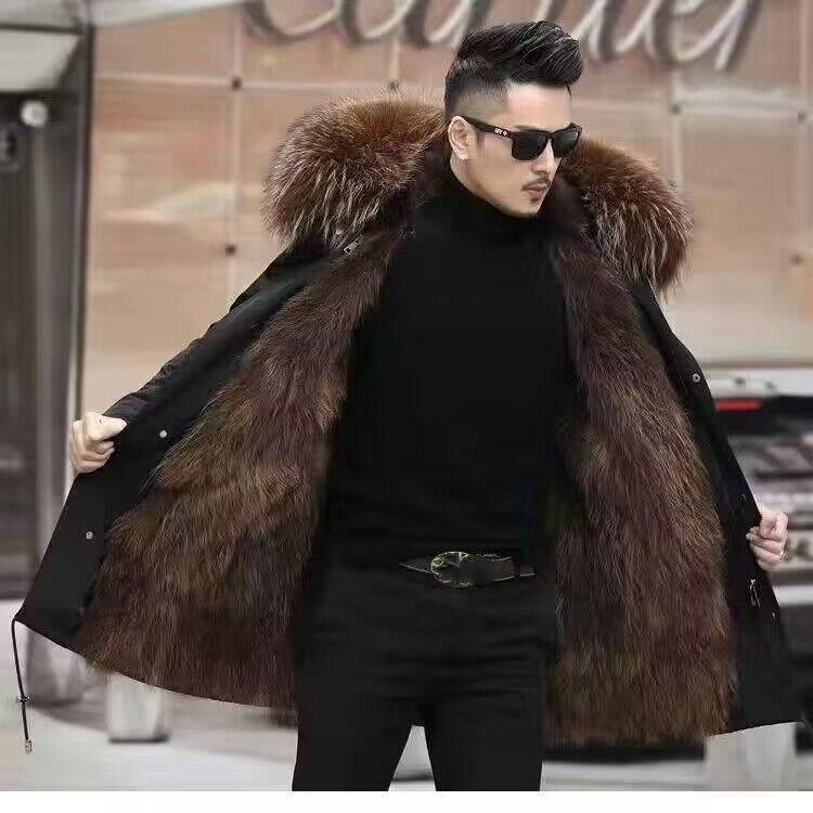 Winter Fur Coat Men's and Women's Mid-length Coat Parker Suit Fox Fur Liner Artificial Fur