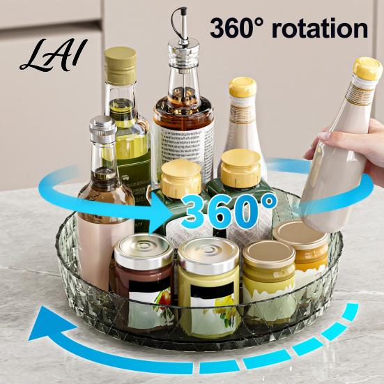 Plastic Spice Organizer 360 Degree Rotating Rack Lazy Susan Turntable Countertop for Cabinet Pantry Seasoning Bottle Holder Kitchen Storage Rack