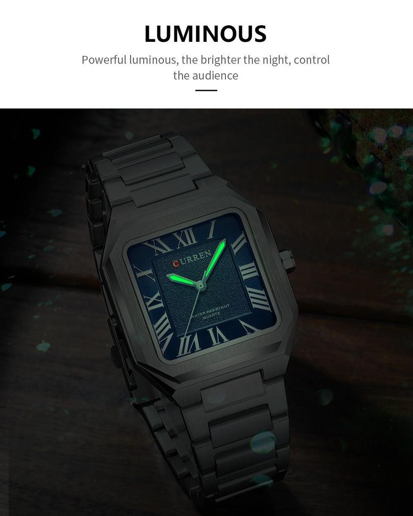 CURREN 8482 Men's Waterproof Quartz Wristwatch with Steel Band – Casual Design