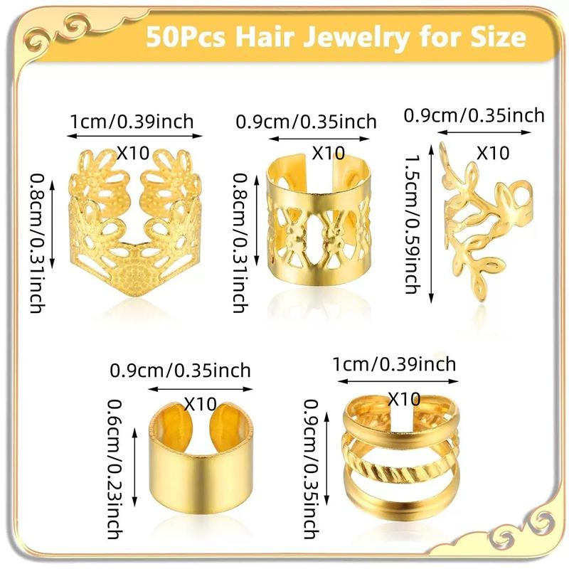 1Set Dreadlock Hair Rings Hair Jewelry Cuffs Clip Hair Braids Dirty Braids Bead Hippie Hairpin Accessories Headwear For Women