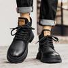 Fashion Men's Fashion Trends Brown Leather Boots Outdoor Walking Mountaineering Travel Thick Bottom Ankle Boots Comfort Durable Boots
