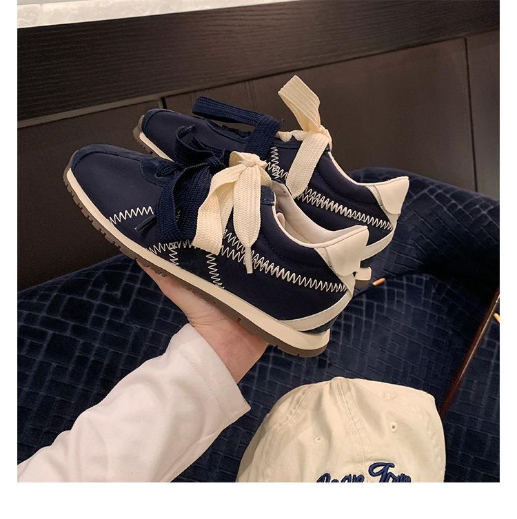 Grape mother~ leather mandarin duck shoelaces German training shoes women's 2025 spring new low-top ballet shoes casual sports shoes