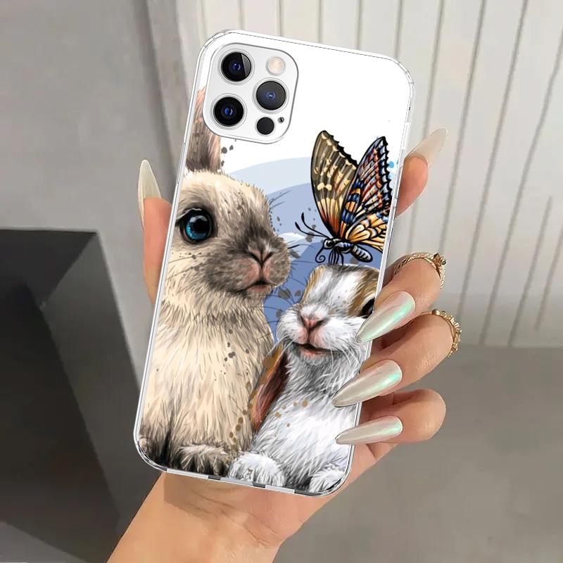 Cute Bunny Baby Rabbits Phone Case for Iphone 17 Air 16 15 Plus 14 13 Mini 12 11 Pro Max 16E 7 8 SE 2020 Soft Funda Print Shell