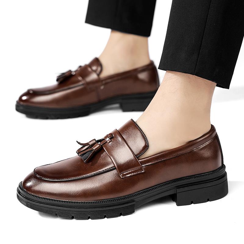 Fashion Thick Soled Tassel Loafers Mens Leather Loafers Mocassin Homme Calzado Hombre New Zapatos De Hombre Business Dating Men’s Shoes