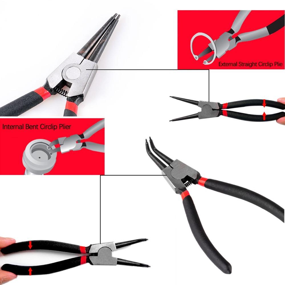 Immersion Handle Internal Snap Ring Pliers Carbon Steel Bent Nose Pliers Angled Pliers Carpentry