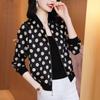 Women's Polka Dot Cardigan: Autumn 2025, Loose Fit, Long Sleeve, Stylish Tummy-Covering Jacket for Moms