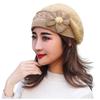Women Knitted Wool Hats Winter Flower Decorated Warm Female Cap Beanies Fur Hat Gorros Bonnet Soft Breathable Beanie Caps