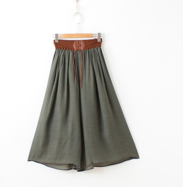 Women's Cotton and Linen Wide Leg Trousers Vintage High Waist Belt Causal Bandage Women's Pants Casual Large Size Pantalon Femme