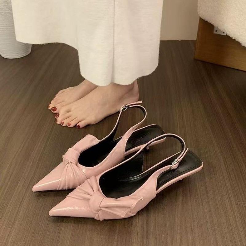 Fashion Women's Shoes Summer Street Style Butterfly-knot Pumps Sexy Pointed Toe Stilettos Woman Shoes Elegant Slingbacks Sandalias Mujer