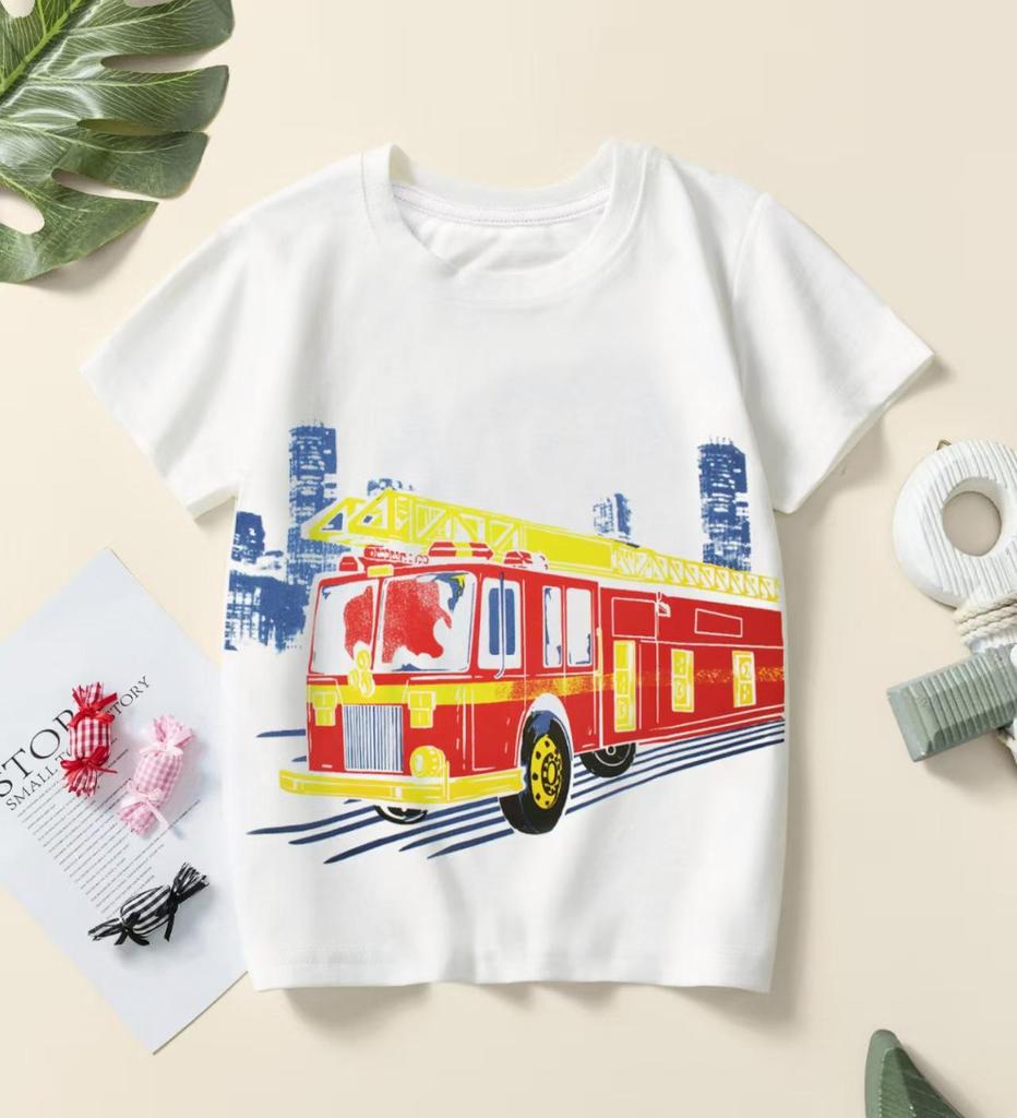 2024 Ocean Shark Boys' Cartoon Round Neck T-Shirt, Short Sleeve, Summer Collection