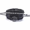 3-4Pcs Vintage Leather Bracelet Set For Men Tree of Life Charm Black Woven Rope Beads Chain Wrap Bangle Women Handmade Jewelry
