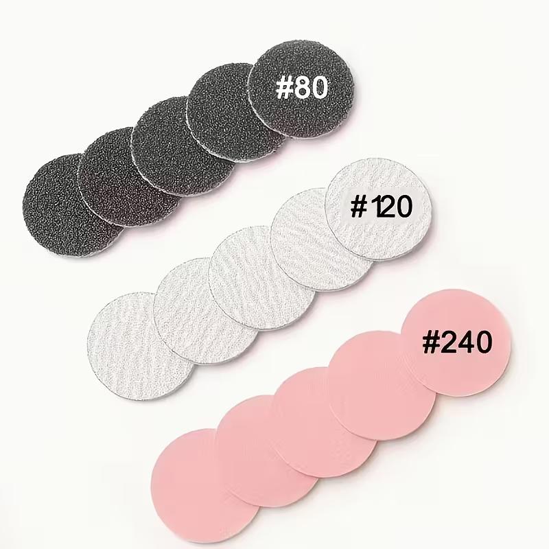 60 pieces sandpaper tray with metal nail drill 0.98 inch - Sandpaper tray nail drill replacement for pedicures and manicures