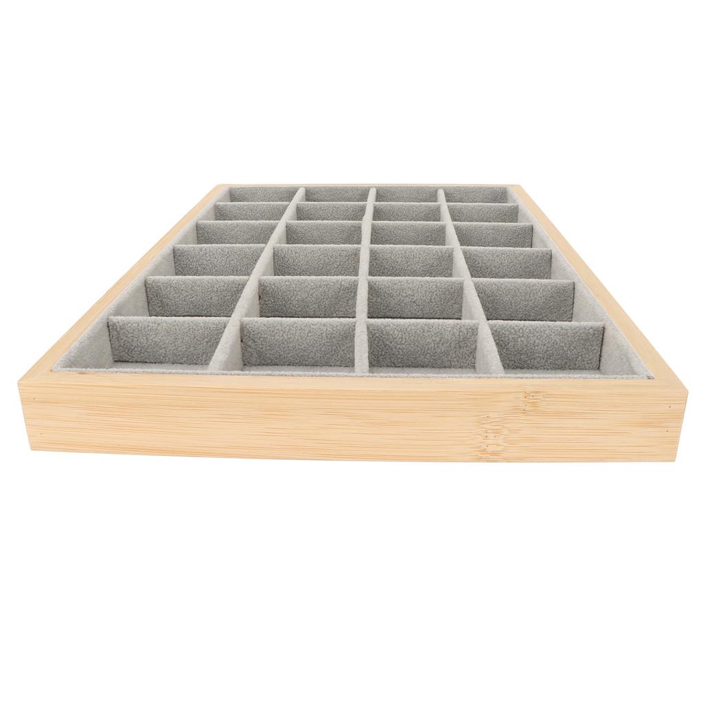 Schmuckaufbewahrungs-Präsentationsschalen Mehrzweck 24 Fächer Schmuckschale für Ring Ohrring Armreif Armband Halskette Grau