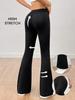 2025 Solid Color High-Waisted Stretchy Yoga Pants - Casual Micro-Flare Sport Style
