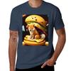 Shiba Inu Sandwiched in Between a Giant Burger TShirt Minimalist Casual Short Sleeve Top
