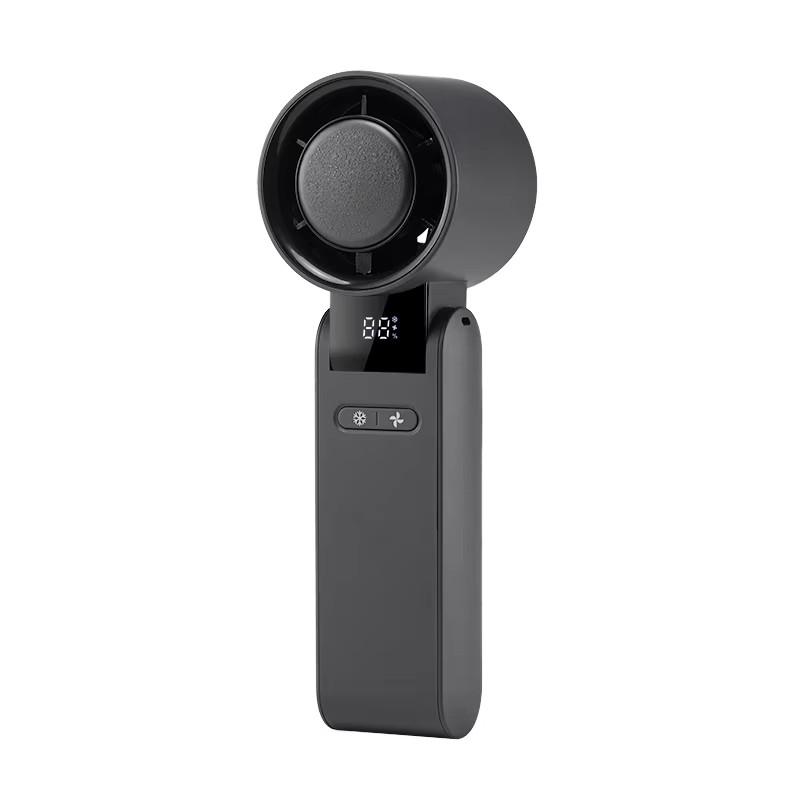 High Speed Handheld Ice Pack Air Cooling Mini Fan Outdoor Camping Portable Foldable Small Neck Fan with LED Digital Display
