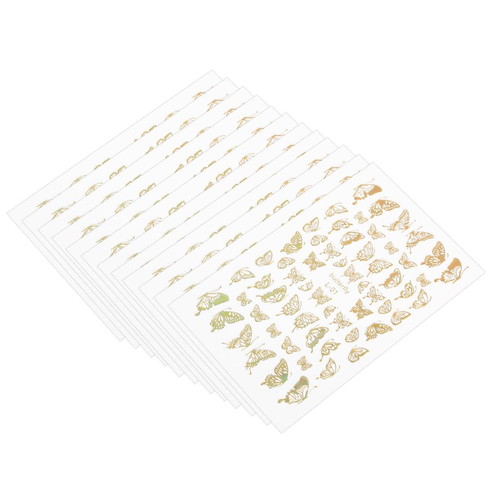 12pcs Butterflies Pattern Nail Art Sticker Fashionable Nail DIY Decal Manicure ToolGold
