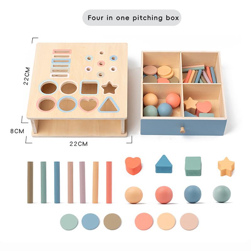 Baby Montessori Learning Toys: Wooden Color Shape Sorter with Drawer Box, Busy Board & Matching Game | Fine Motor Sensory Gift