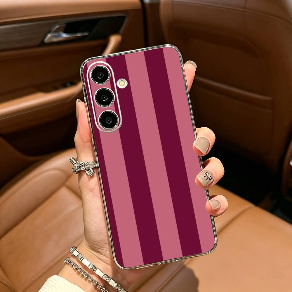 Burgundy White Stripe Clear Phone Case for Samsung Galaxy A71, A70, A52, A51, A40, A30