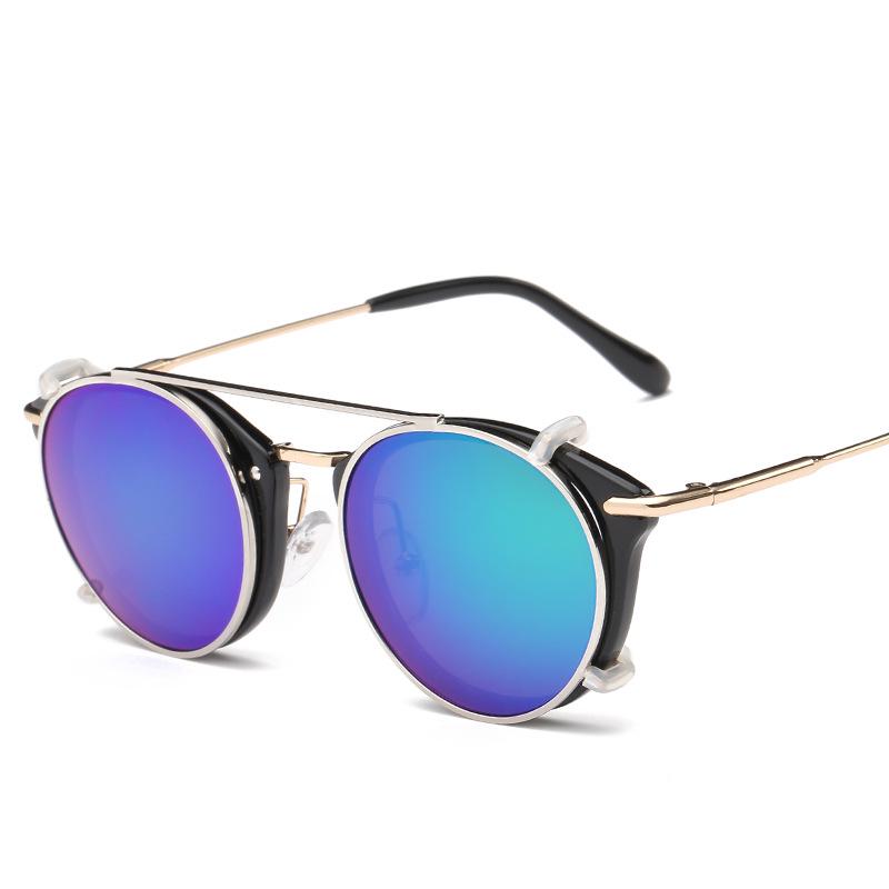 Occhiali da sole metallici a clip a doppio uso e lenti trasparenti per miopia (Modello Unisex 8937)