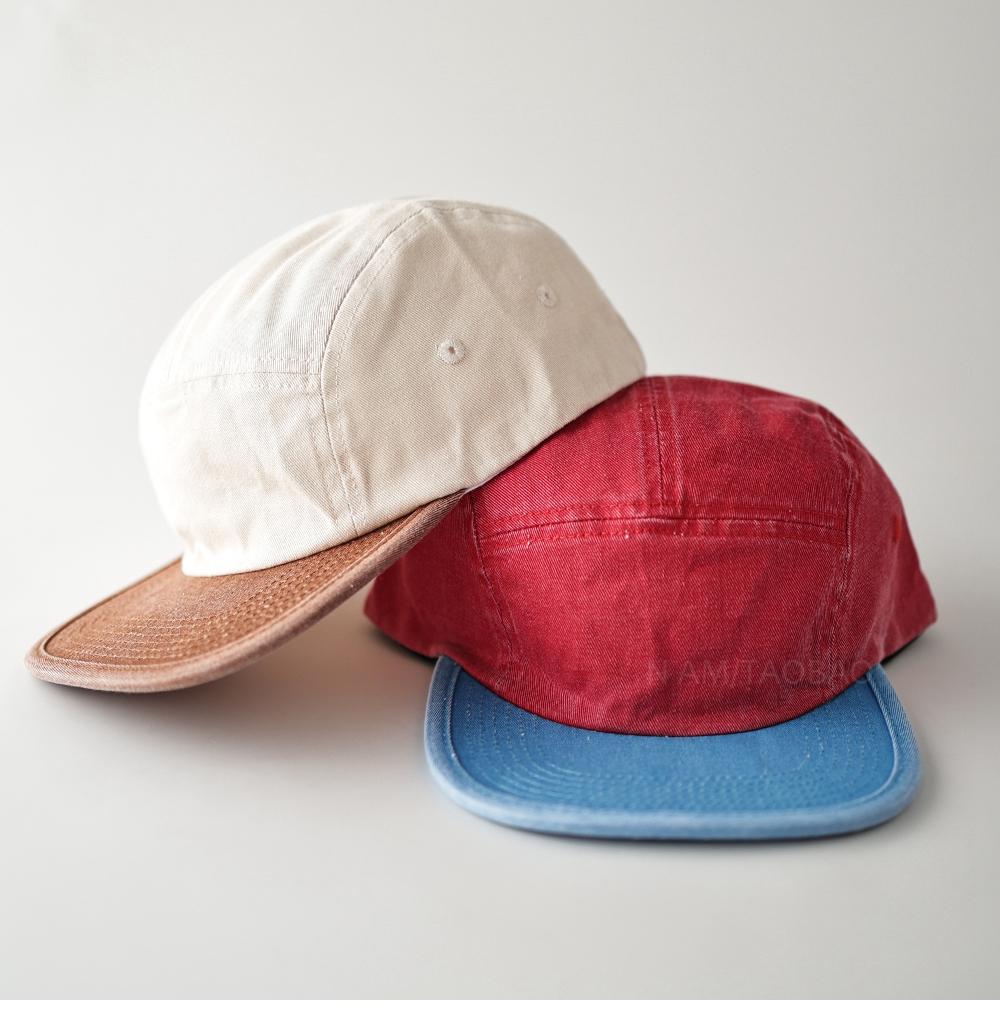 Nuovo Cappello da Baseball Hip-Hop Retrò Giapponese con Abbinamento Colori, Visiera Piatta, Bordatura Pesante, 5 Pannelli, Uomo Donna Vecchio