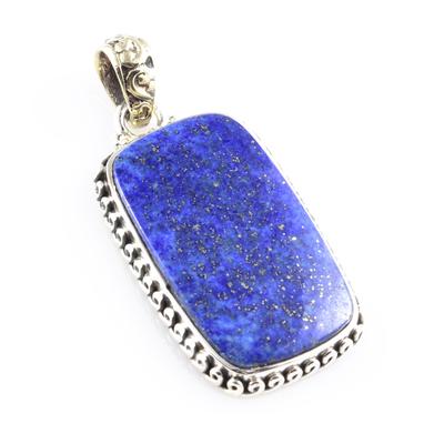 Natürlicher Lapislazuli Edelstein 925 Massiv Sterlingsilber Geschenk Anhänger 1,6" q9J36