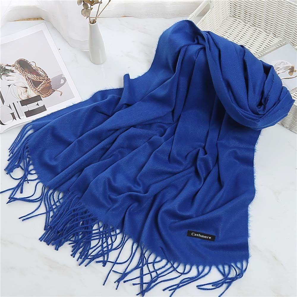 Tassel Scarf Wool Scarves Pure Color Shawl Luxury Winter Neck Scarves  Students