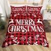 Merry Christmas Duvet Cover Set,Red Buffalo Checked Rustic Truck Comforter Cover,Plaid Xmas Tree Elk Deer Snowflake Bedding Sets
