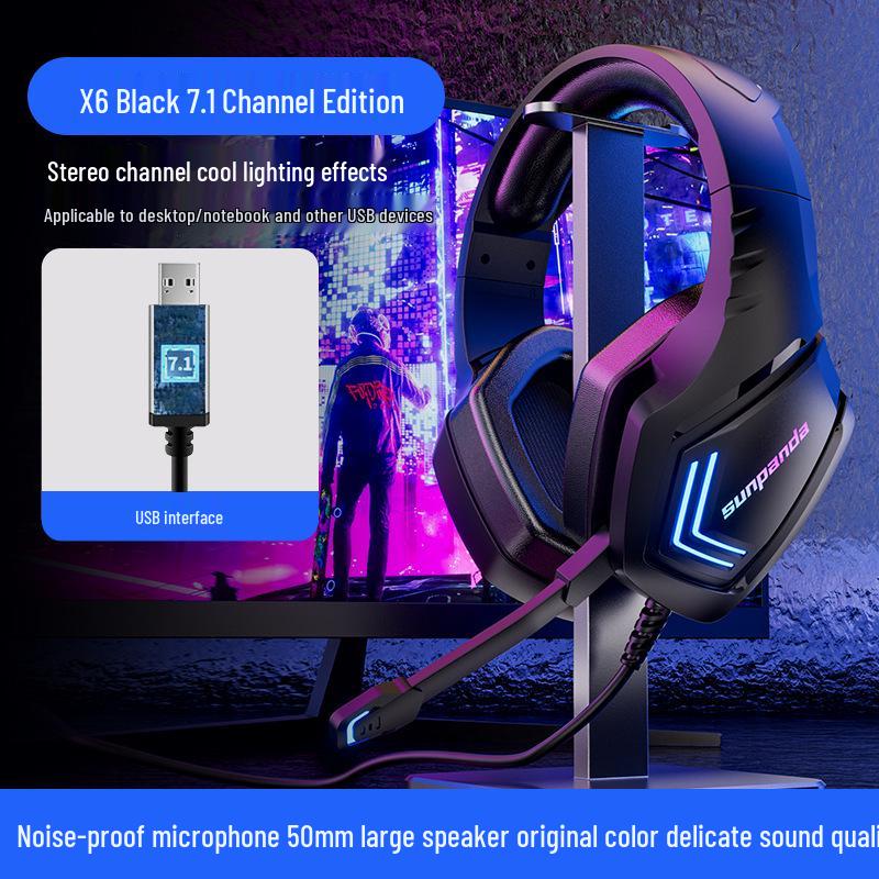 USB Gaming Headset with Noise Cancelling and Cool Lighting Effects for PC/Laptop