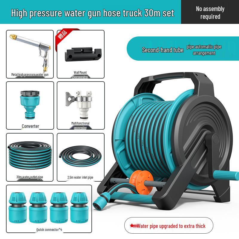 High-Pressure Water Hose with Automatic Storage Reel for Gardening and Car Washing
