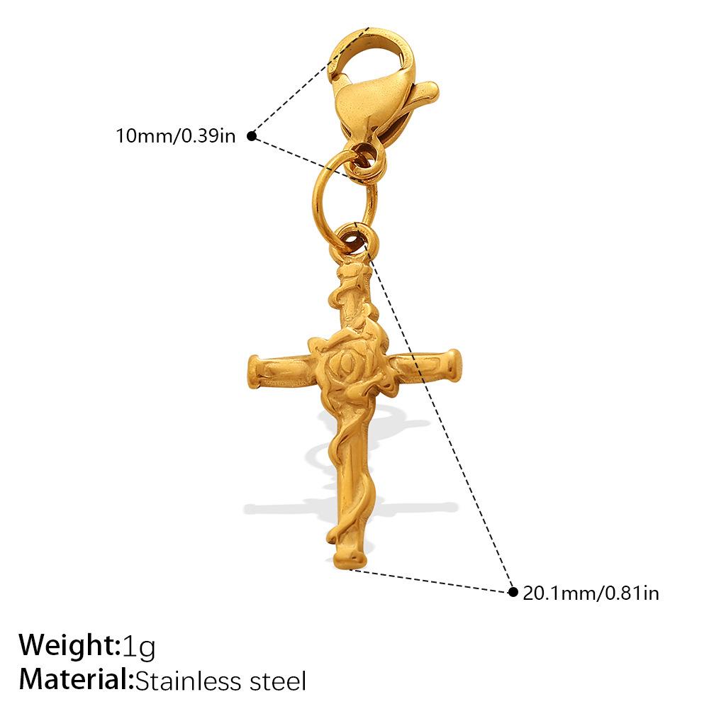 Personalized Retro Style Engraved Three-Dimensional Cross Series Lobster Buckle Pendant Stainless Steel Gold Diy Accessories