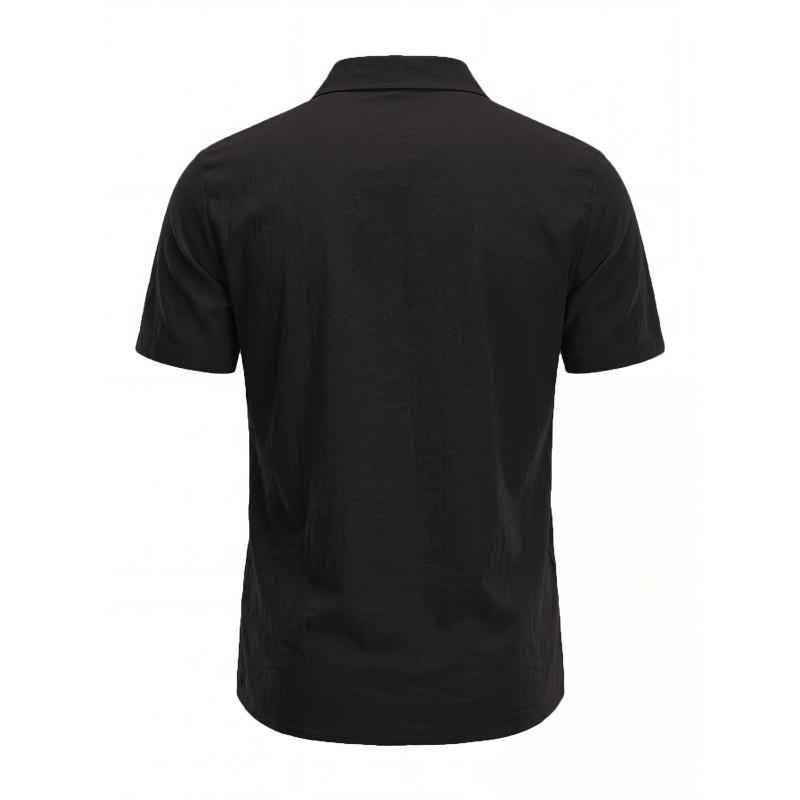 Men's Cuban Collar Short Sleeve Casual Shirt.