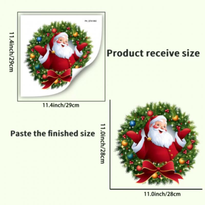 Santa Claus Christmas Wreath Toilet & Tank Removable Sticker - Festive Bedroom & Living Room Decor