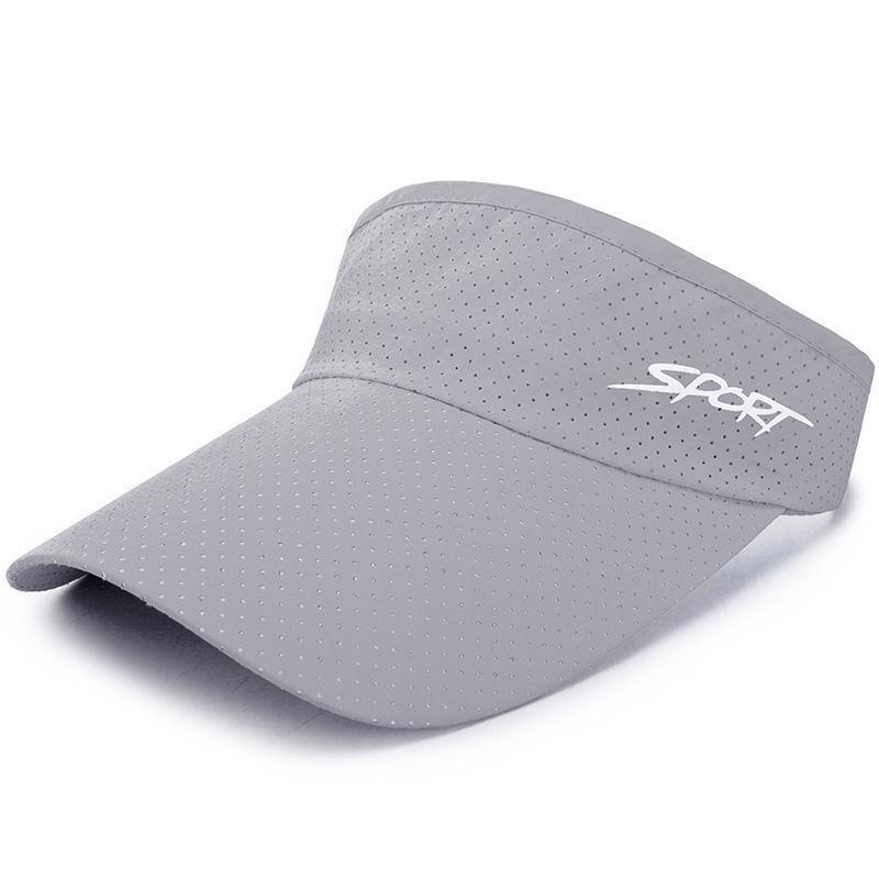 

1pc Summer Women Breathable Air Sun Hats Quick-dry Visor UV Protection Top Empty Solid Men Sports Tennis Running Sunscreen Cap Adjustable світло-сірий колір