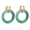 Natural Gemstone Woman Earrings Oversized Hoop Stainless Steel Earrings Wedding Party Jewelry Gifts Women's Fine Jewelry