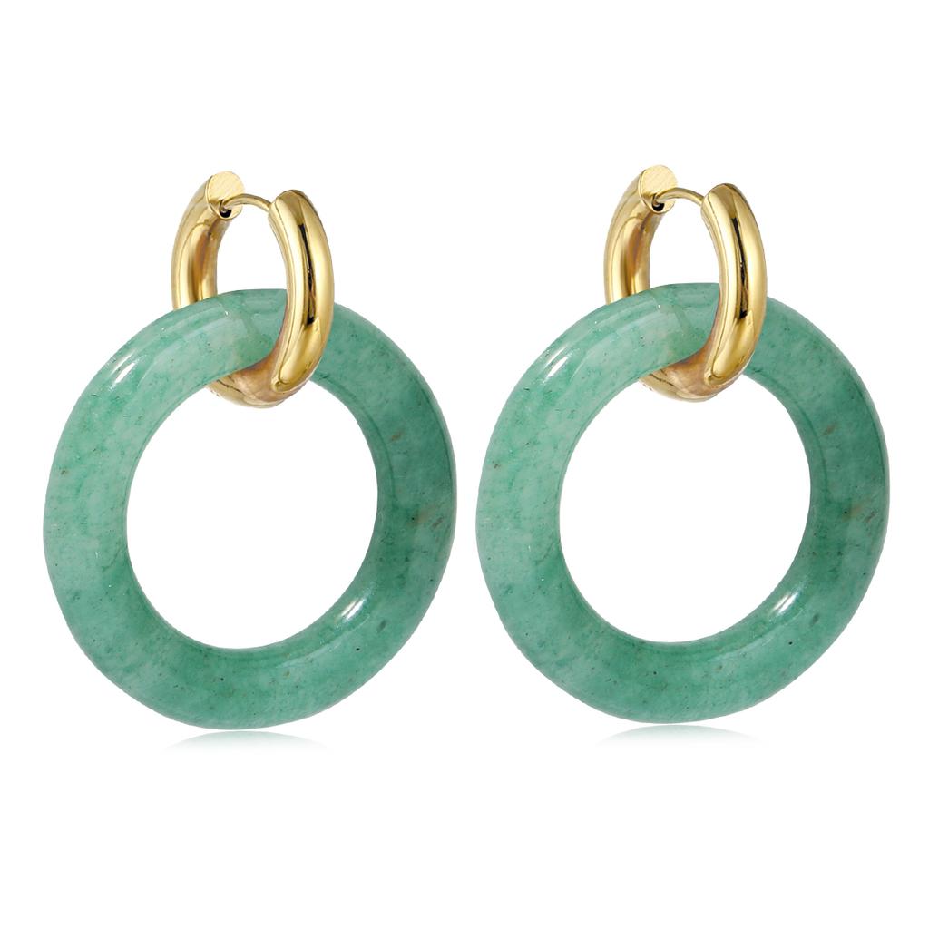 Natural Gemstone Woman Earrings Oversized Hoop Stainless Steel Earrings Wedding Party Jewelry Gifts Women's Fine Jewelry