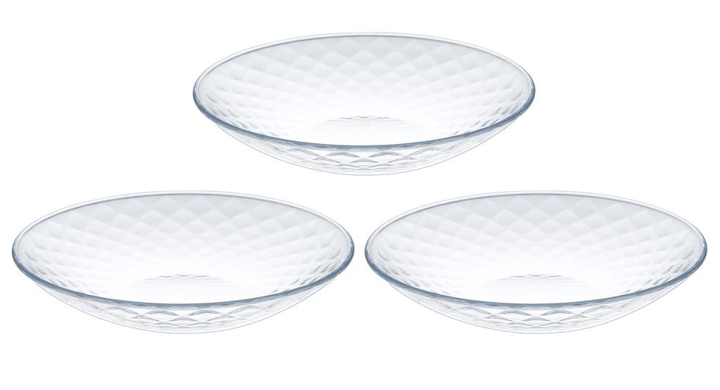 Toyo Sasaki Glass Reflet Bowl 23 Set of Made In Dishwasher Good Design Award Large Noodle Round Glass Plates, 3, Japan, Safe, Winning, Plate, Plate,