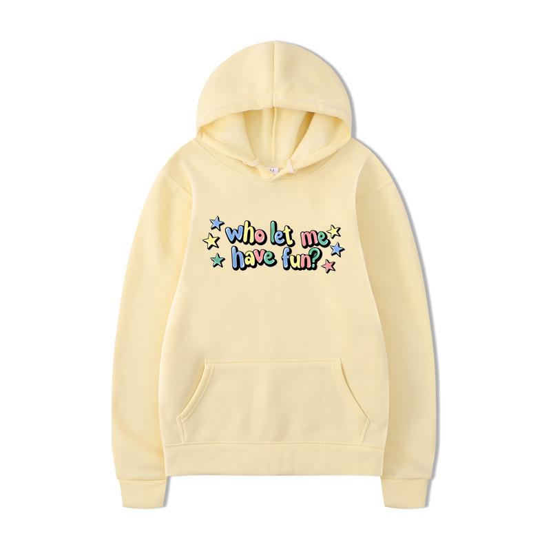 Who Let Me Hoodies Print Fashion Sweatshirt Casual Oversize Unisex Autumn Winter Fleece Streetwear Tops Male Sudaderas