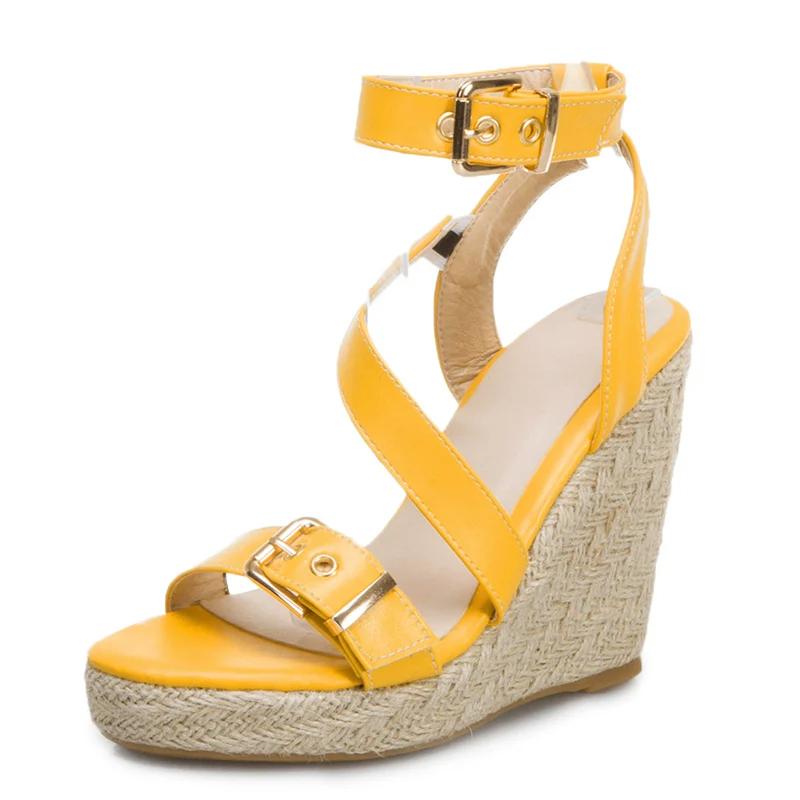 Fashion Fashion Wedge Sandals Women Summer Shoes Platform Knitted High Heels Flip Flops Large Size Cross Strap Party Shoes Female White