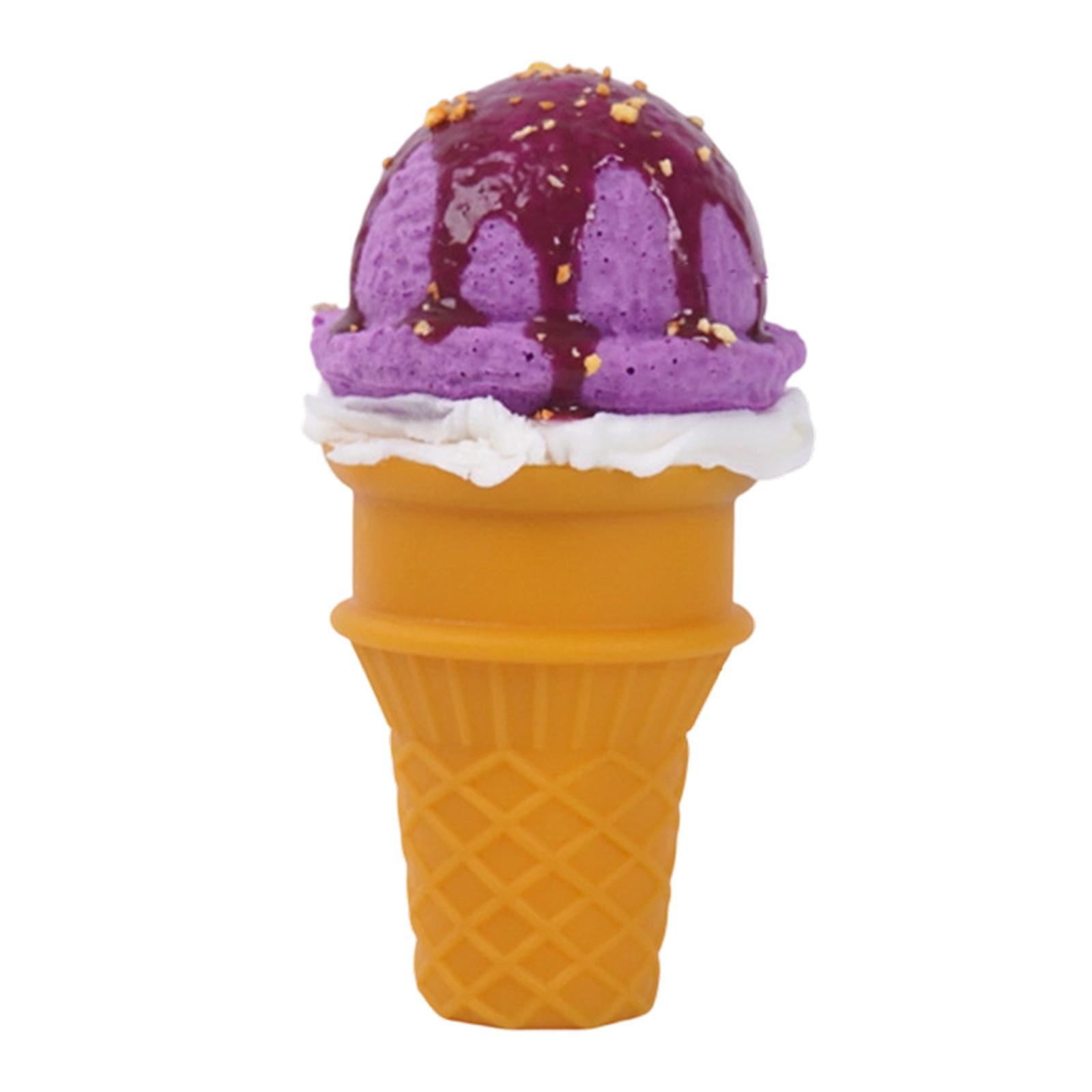 PU Soft Squishy Ice Cream Cone Model Toy Slow Rising Squeeze Stress Relief Simulation Dessert Food Replica One Size фиолетовый