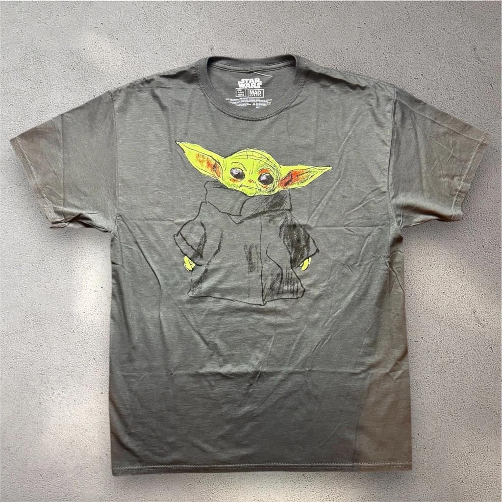 Star Wars Mad Engine Grogu Baby Yoda Sketch Graphic T- Shirt Grey Mens Large